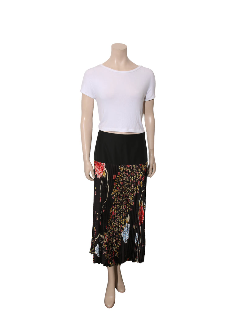Pleated Floral Print Skirt