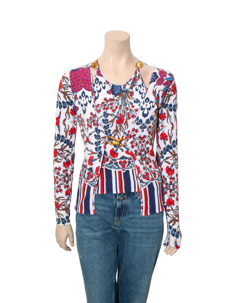 Chain Detail Printed Sweater Set