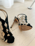 Suede and Snakeskin Sandals