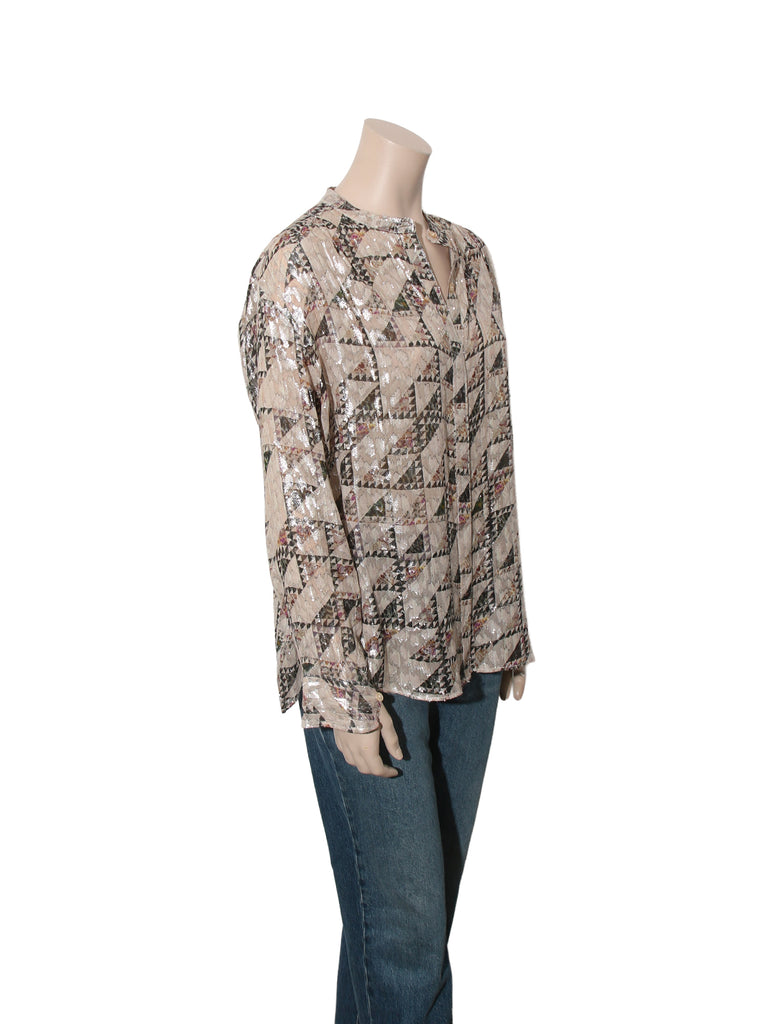 Metallic Printed Button Down Shirt