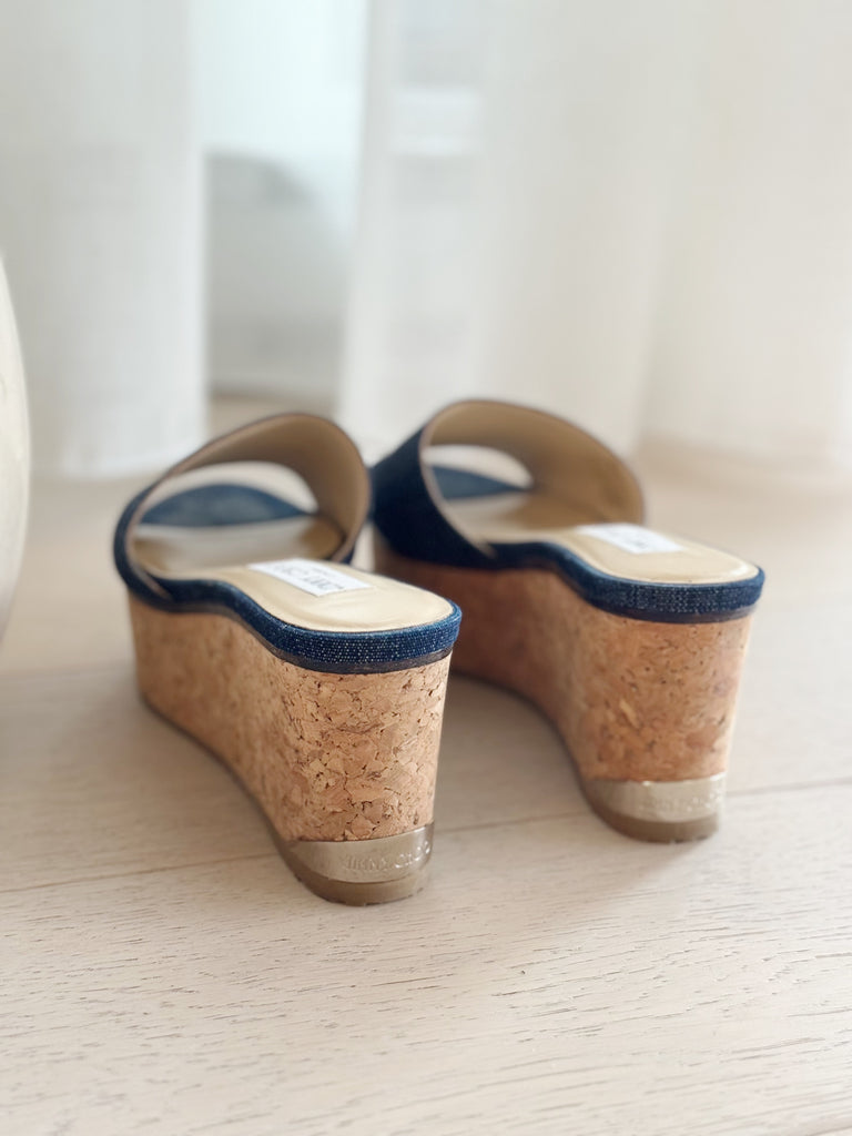 Dee Dee Denim Cork Platform Sandals