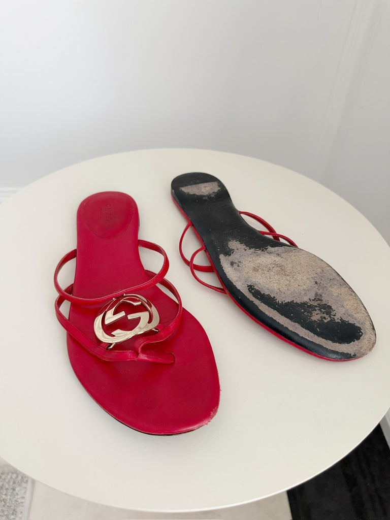 Leather Thong Flat Sandals
