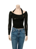 Vintage Buckle Scoop Neck Top