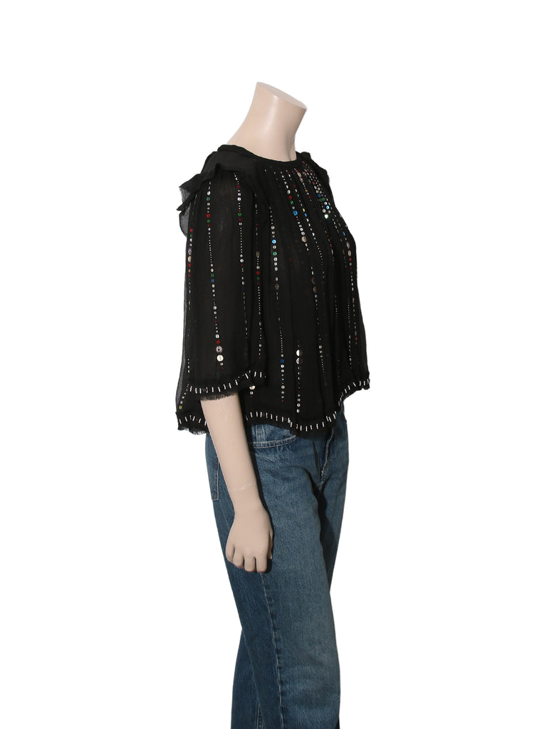 Sequin Silk Top