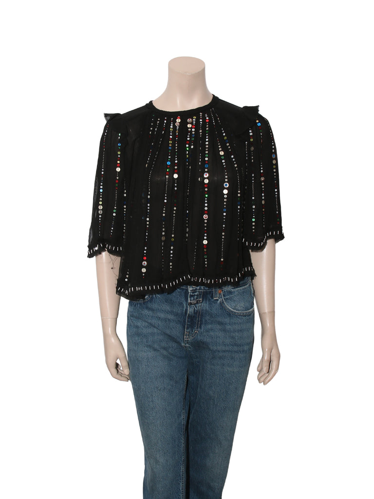 Sequin Silk Top
