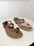 Leather Horsebit Flat Sandals