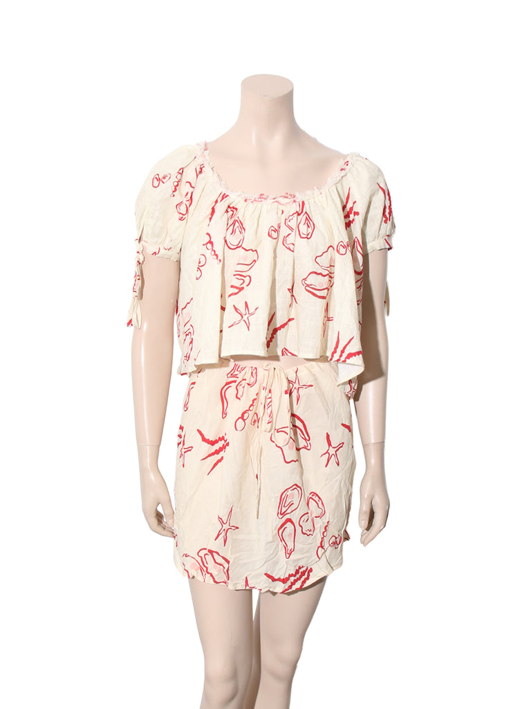 Printed Drawstring Skirt