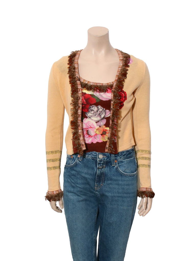 Vintage Feather Floral Sweater Set