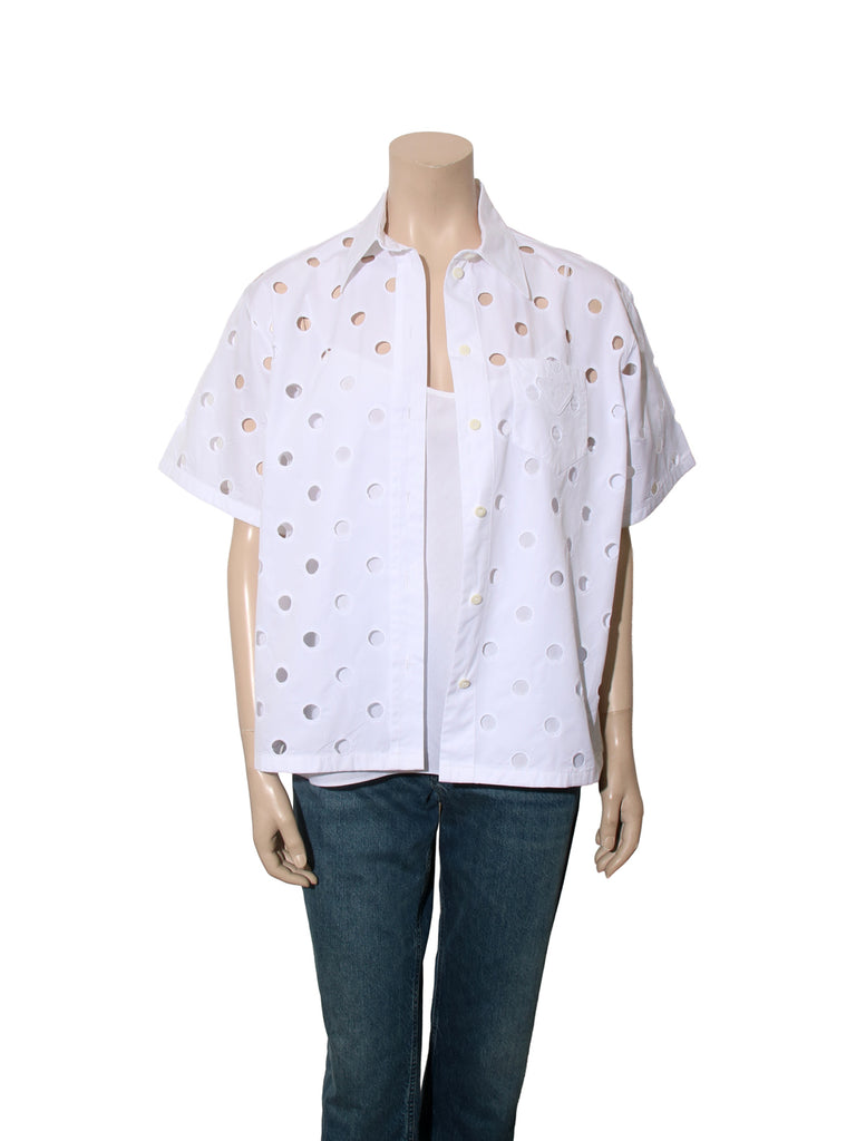 Cut Out Polka Dot Shirt