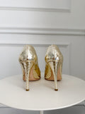 Vintage Metallic Snake Peep Toe Pumps
