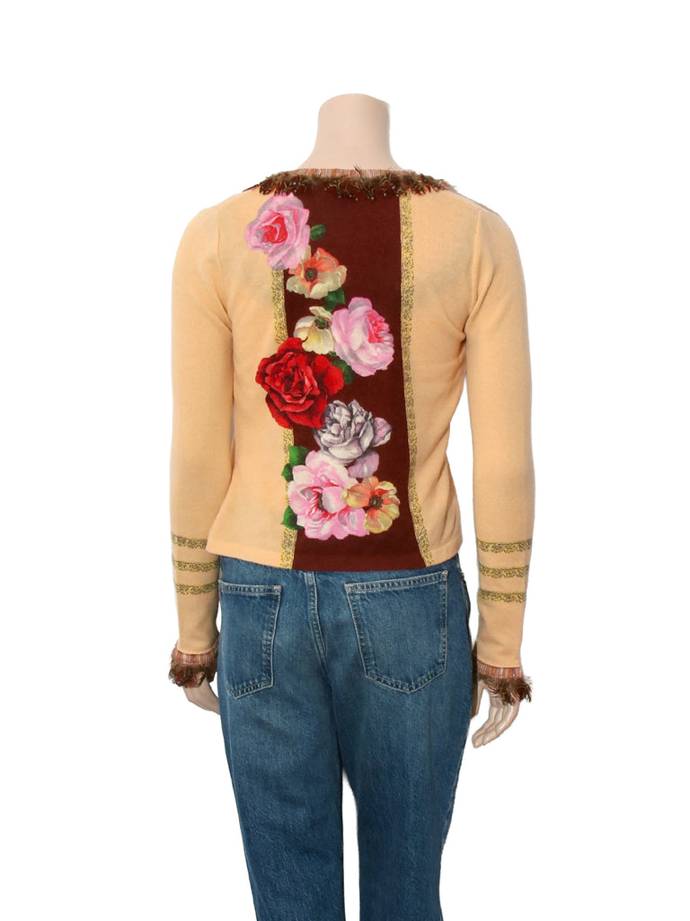 Vintage Feather Floral Sweater Set