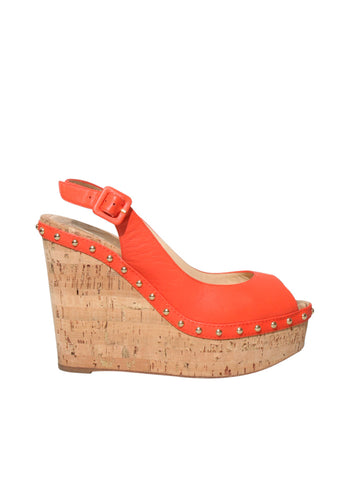 Leather Studded Cork Wedges