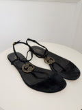 GG Logo Suede Flat Sandals