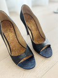 Peep-Toe Leather Heels