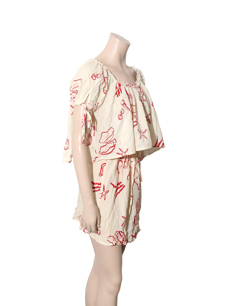 Printed Drawstring Skirt