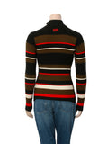 Striped Ribbed Zip Up Sweater