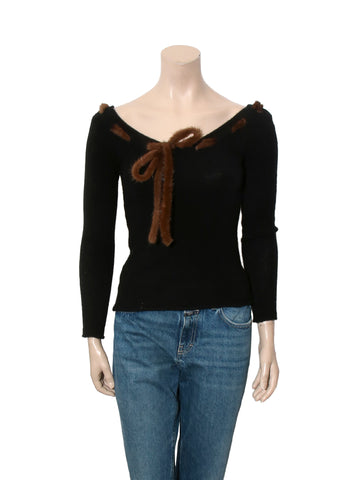 Vintage Fur Trim Cashmere Sweater