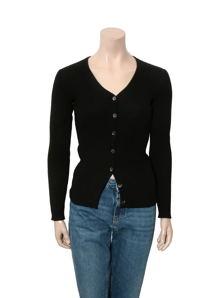 Wool Knit Ribbed Cardigan