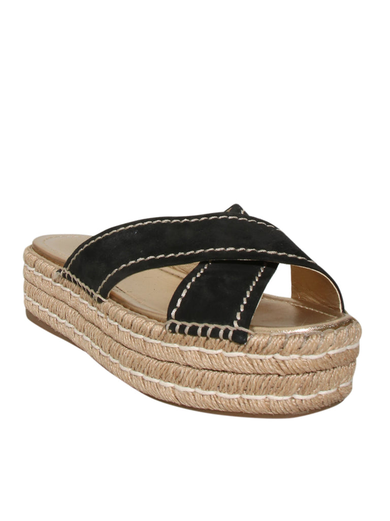 Suede Flatform Slide Sandals