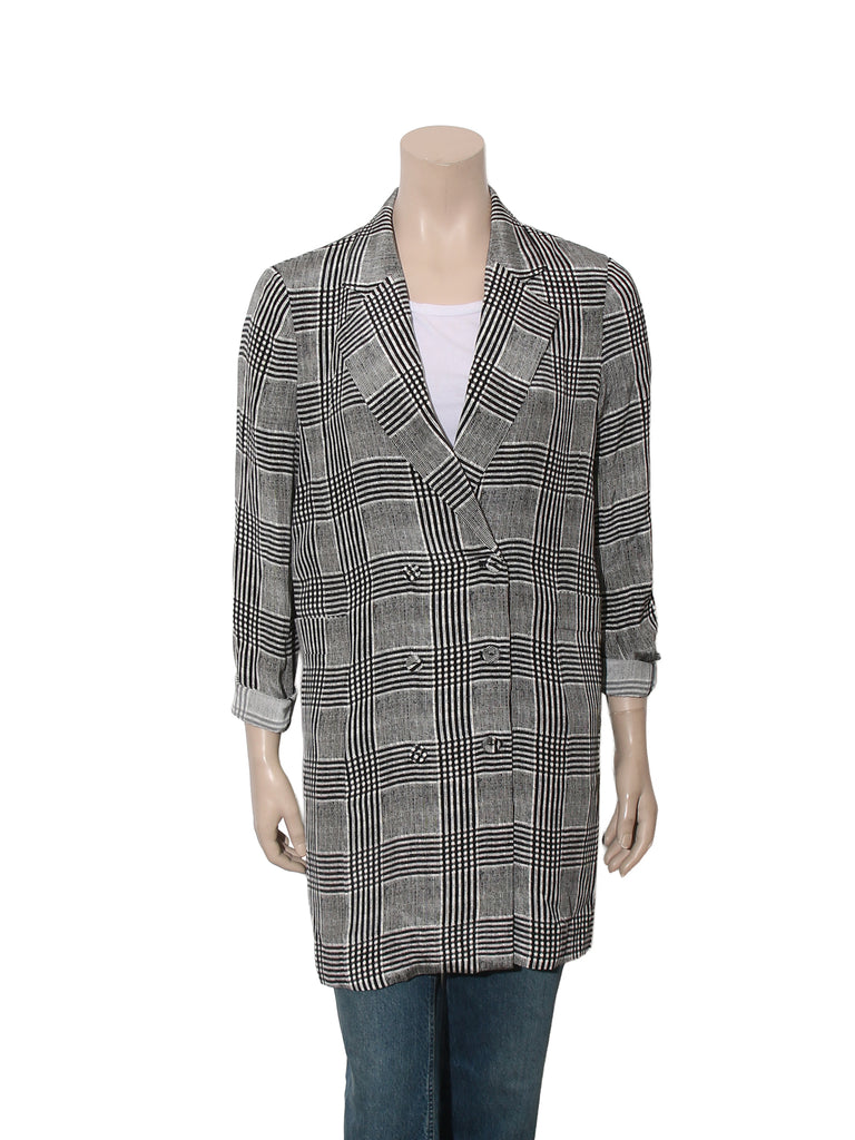 Check Print Silk Jacket