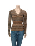 Ribbed Knit V-Neck Sweater