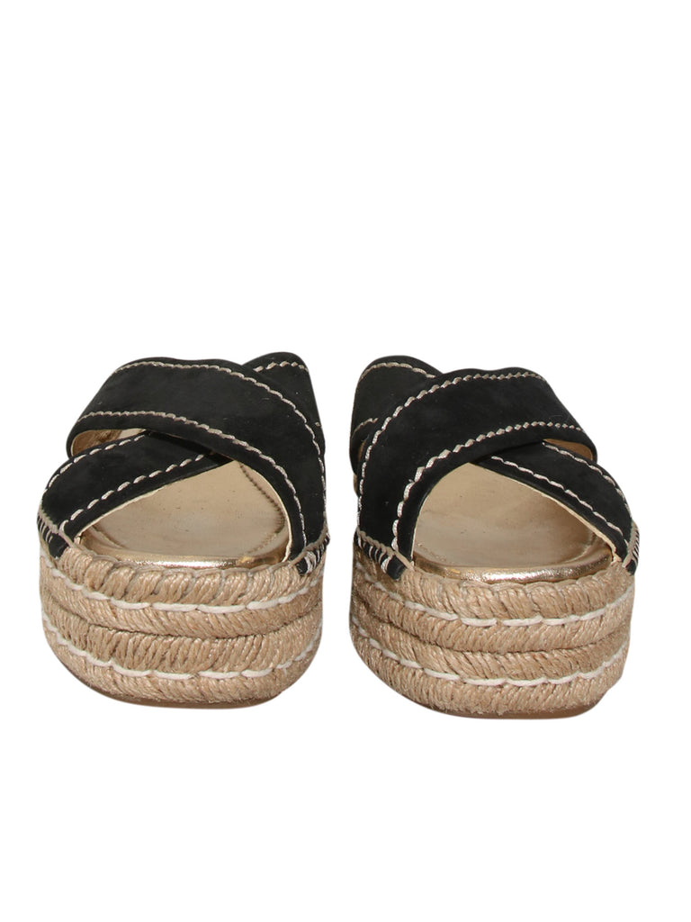 Suede Flatform Slide Sandals