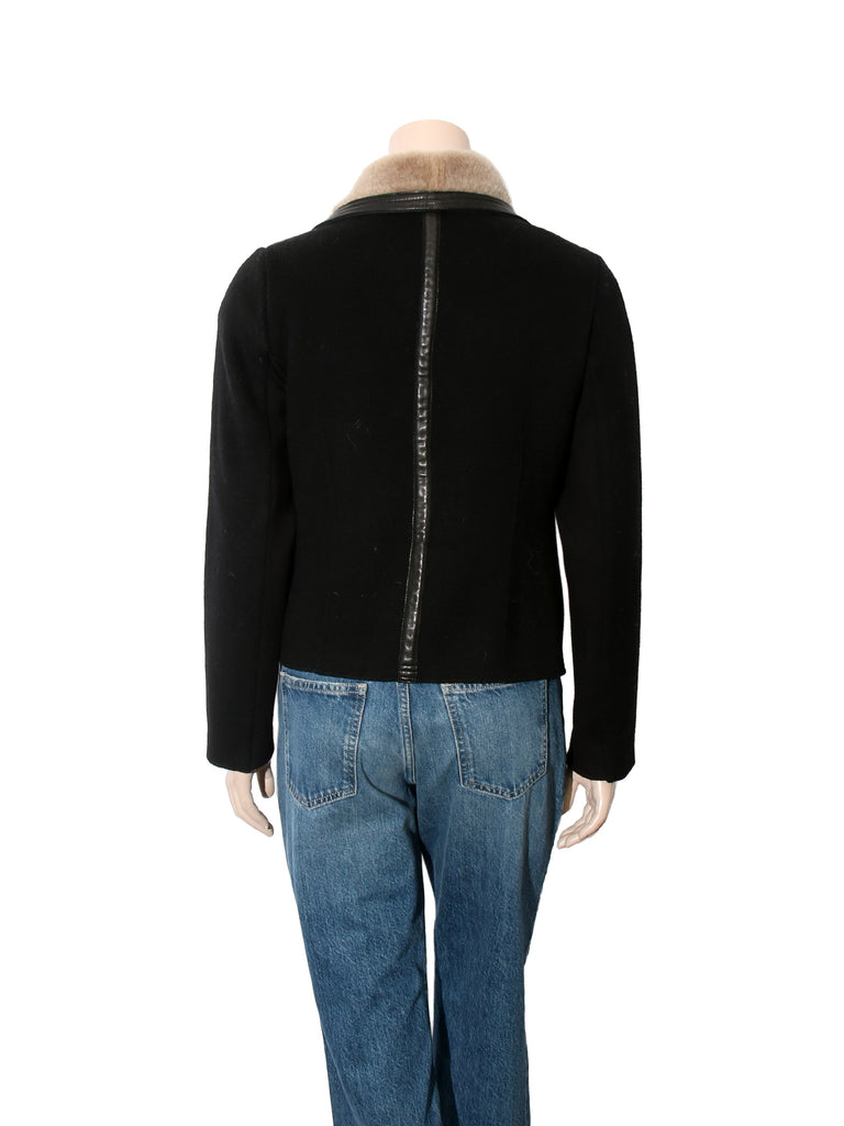 Shearling Trim Leather Jacket
