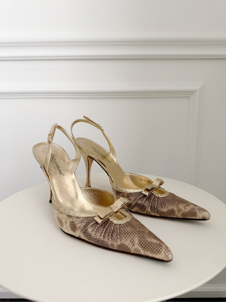 Snake Embossed Slingback Pumps