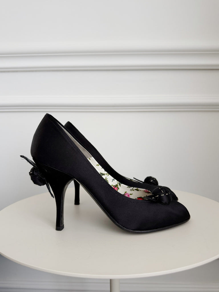 Satin Peep Toe Pumps