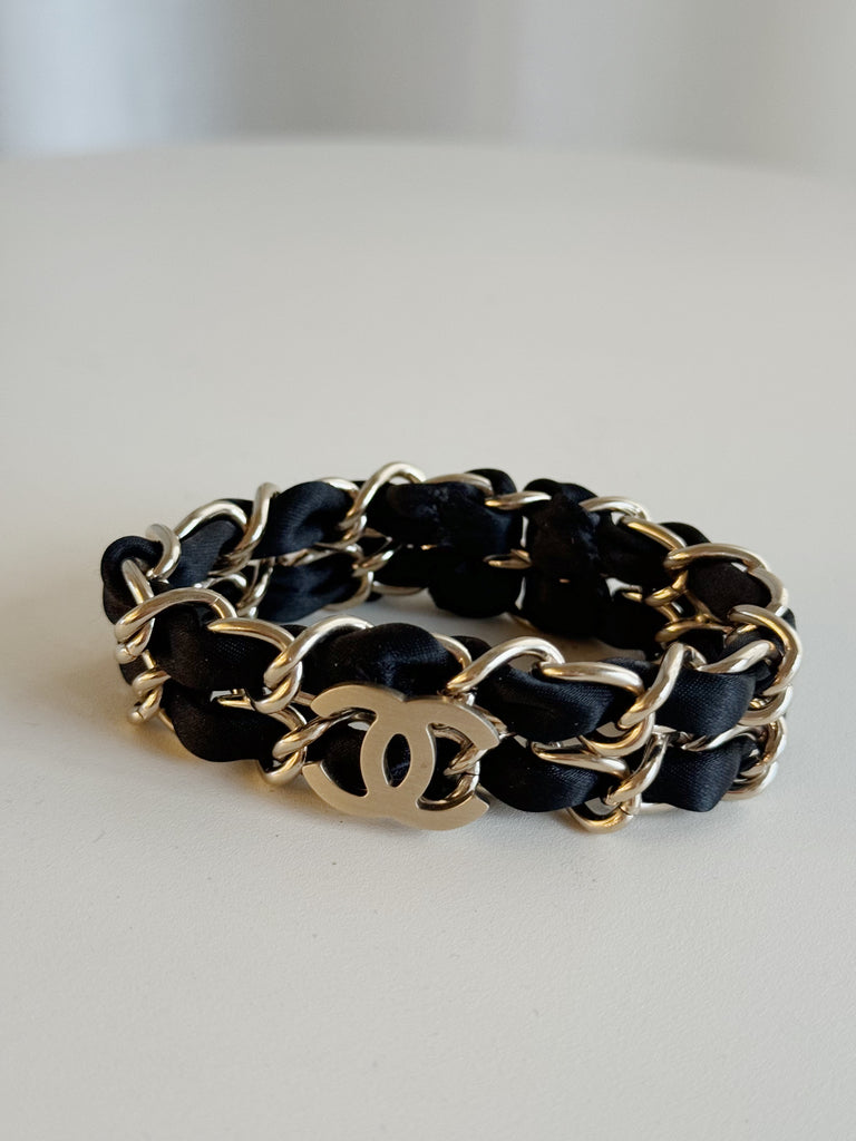 Satin Chain CC Logo Slip On Bracelets (2)