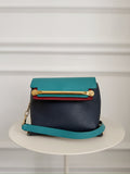 Leather Color Block Cross Body Bag