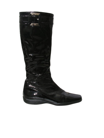 Patent Leather Flat Boots