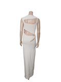 Cutout ribbed-knit paneled maxi dress