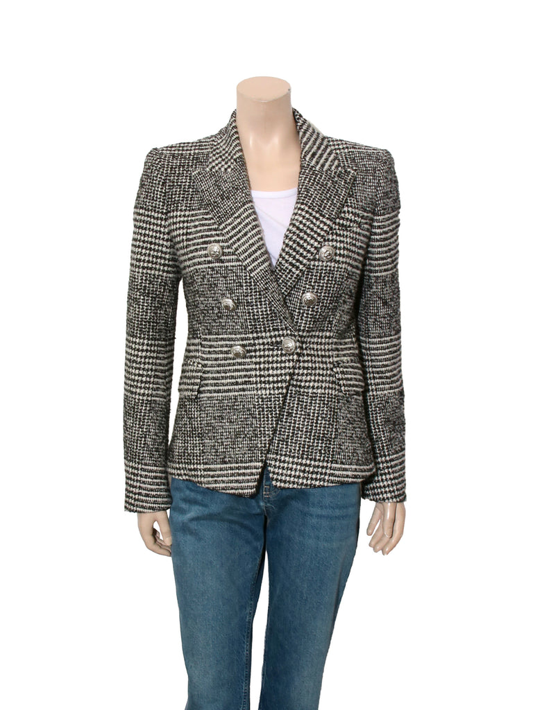 Houndtooth Wool Blend Blazer