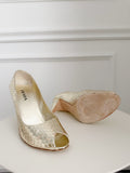 Vintage Metallic Snake Peep Toe Pumps