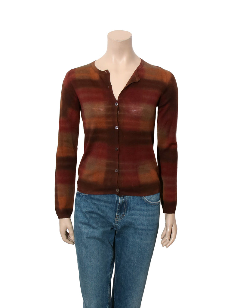 Vintage Check Print Cardigan