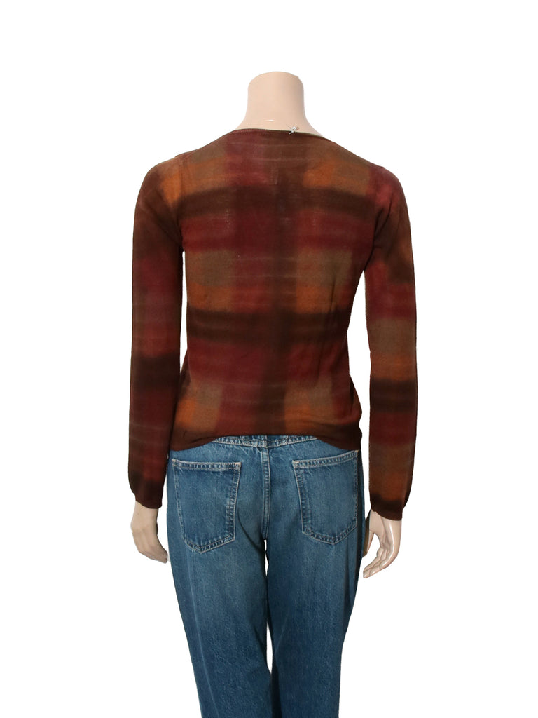 Vintage Check Print Cardigan