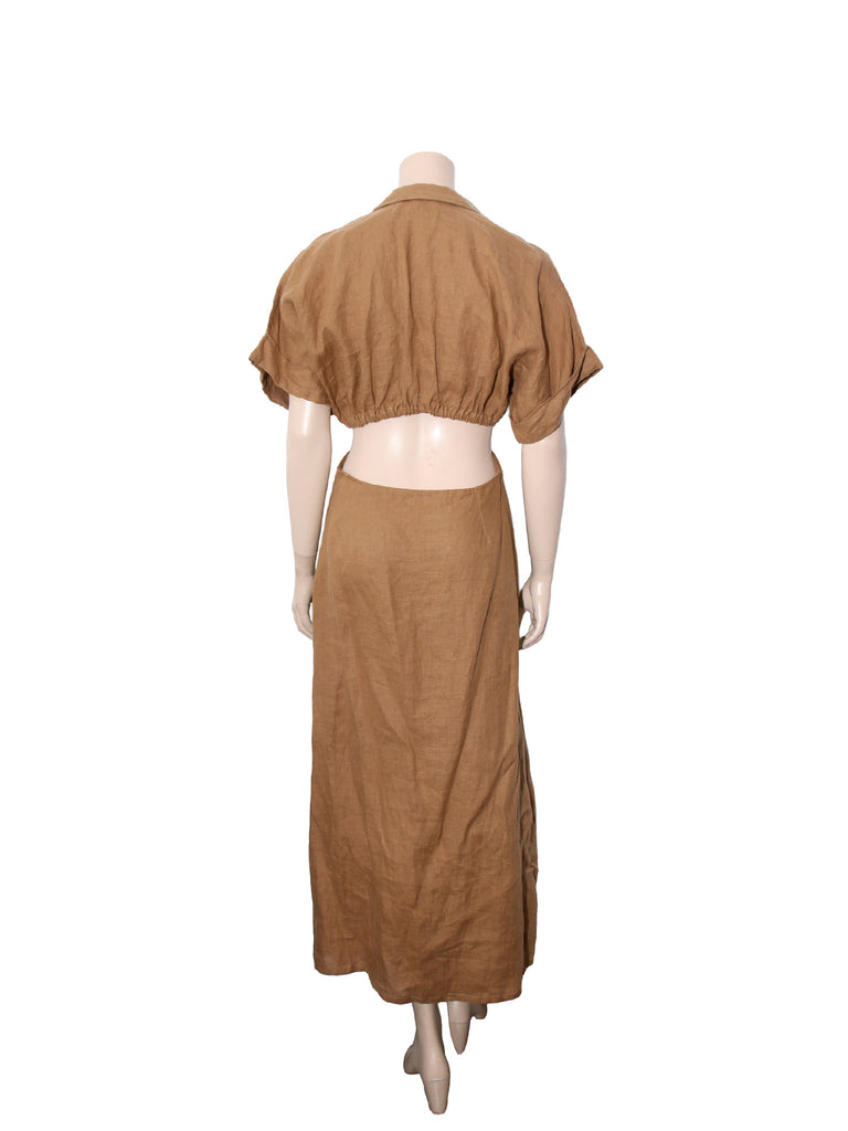 Cut-Out Linen Dress