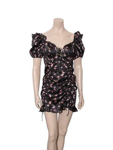 Ruched Floral Mini Dress