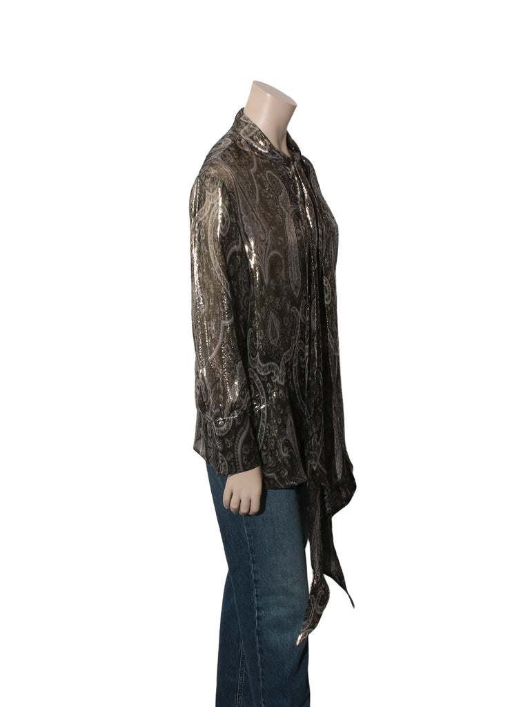 Metallic Printed Button Down Shirt