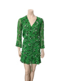 Floral Silk  Long Sleeve Dress