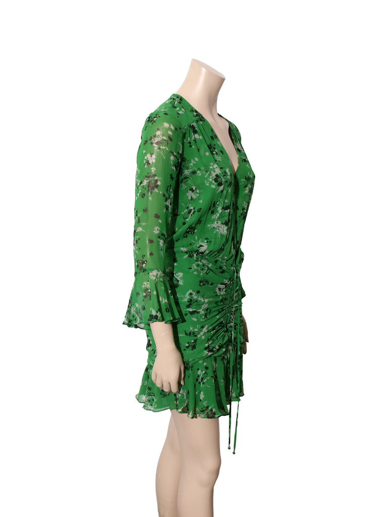 Floral Silk  Long Sleeve Dress