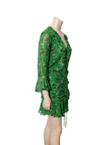 Floral Silk  Long Sleeve Dress