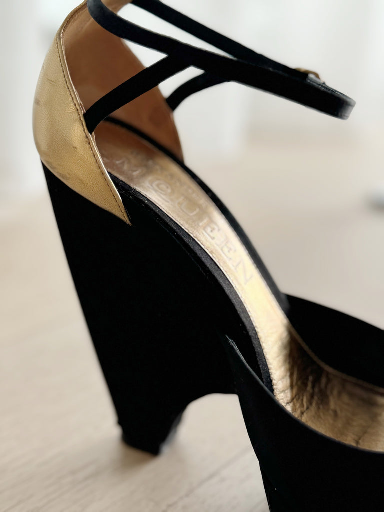 Satin Platform Peep-Toe Heels