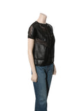 Faux Leather Lace Trim Top