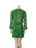 Floral Silk  Long Sleeve Dress