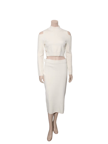 Knit Crop and Midi Skirt Set
