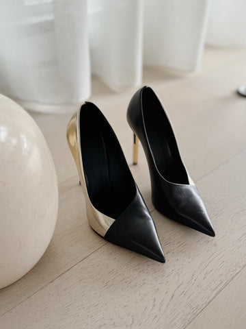 Metallic and Leather Pointed Pumps