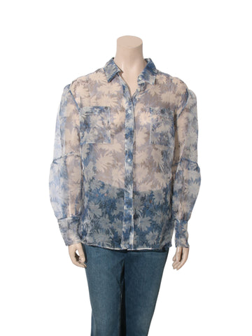 Sheer Floral Silk Organza Blouse