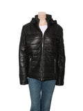 Quilted Hooded Leather Jacket